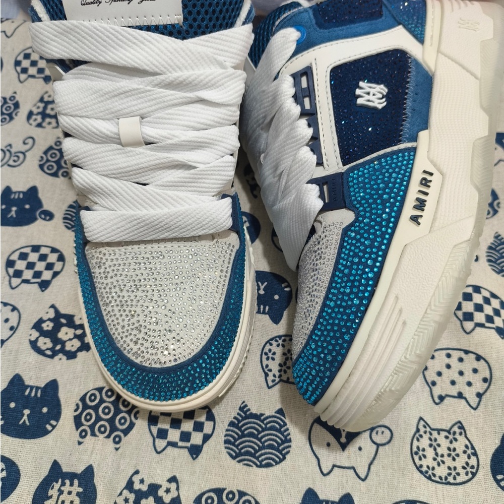 AMIRI Navy & White Low-Top Sparkle Men’s Sneakers - Picture 4 of 9